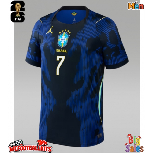 Brazil Vinicius Junior #7 Replica Away Stadium Shirt World Cup 2026 Short Sleeve